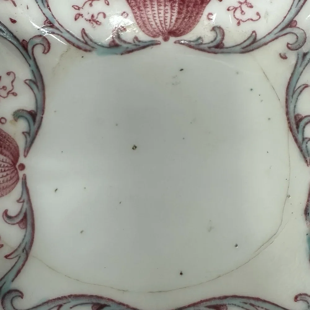 WM Adderley WAA & Co Porcelain Florette‎ Depose Victorian Antique Red White Dish
